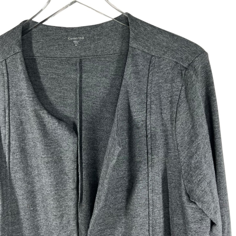 GARNET HILL Women's XL Grey Open Long Cardigan Sweater with Pockets - Picture 2 of 8